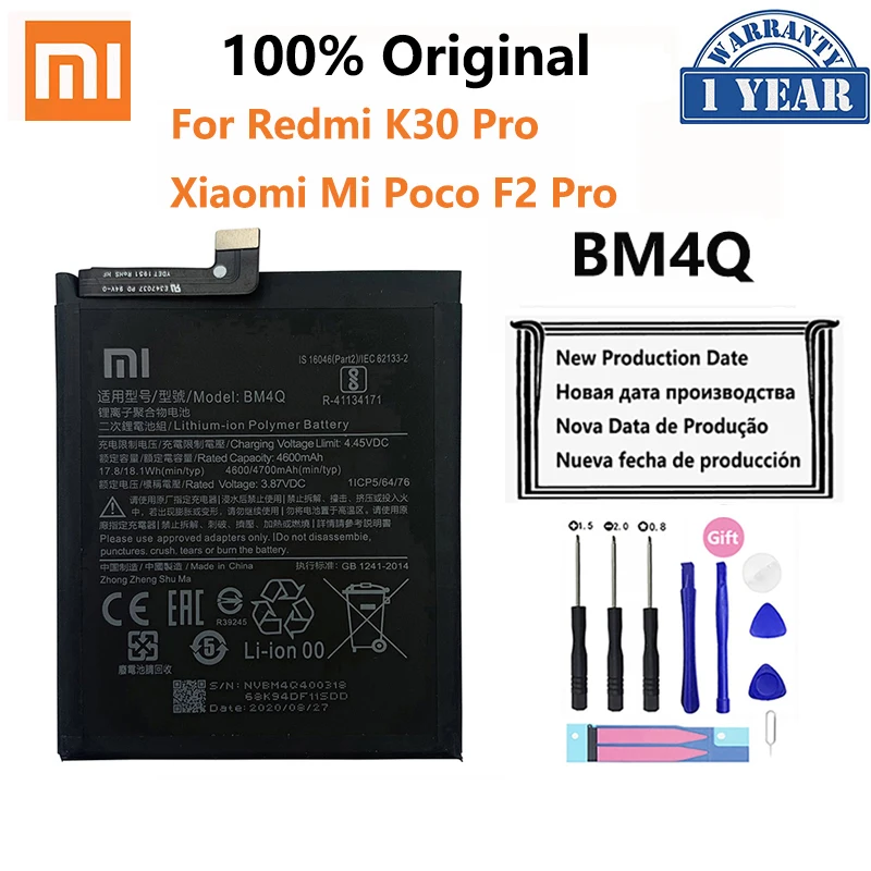 

100% Original XIAO MI BM4Q 4700mAh Phone Battery For Xiaomi Mi Poco F2 Pro Redmi K30 Pro K30Pro Replacement Batteries Bateria