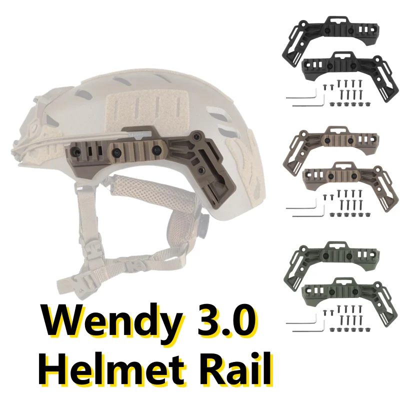 Rails latéraux Wendy 3.0 pour casque - Support modulaire pour accessoires de pêche et éclairage