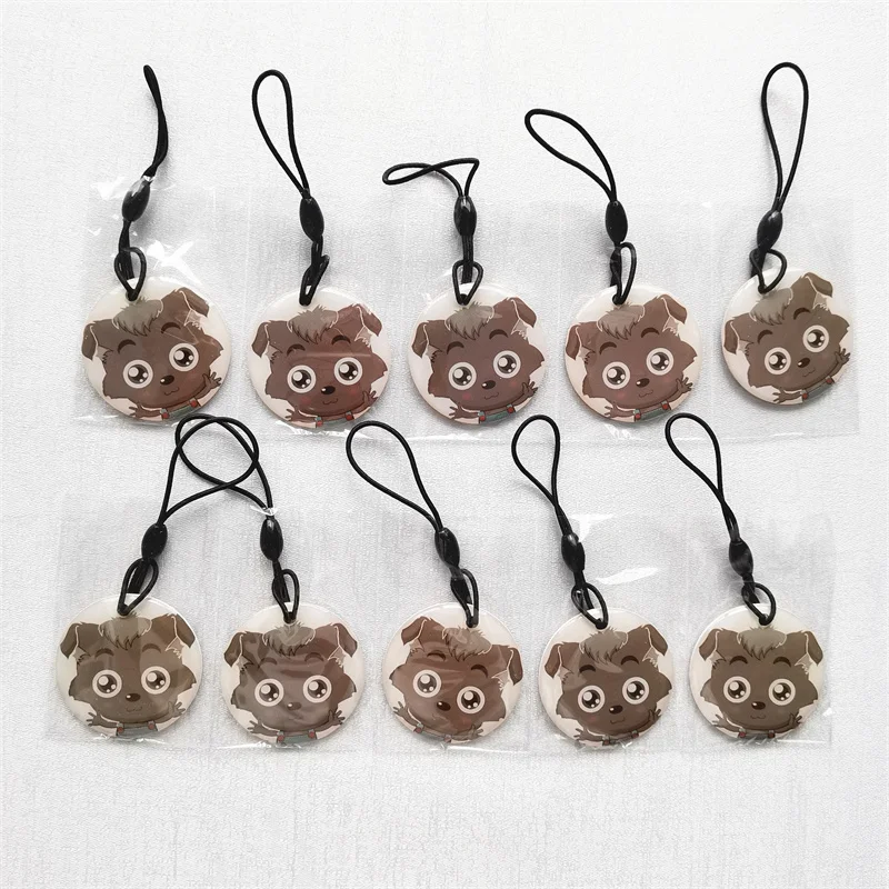 Multiple Patterns IC 13.56MHz UID Writable Rewritable Waterproof Keyfobs Key Tag Changeable S50 1K RFID Pendant Ring Card 10Pcs 4