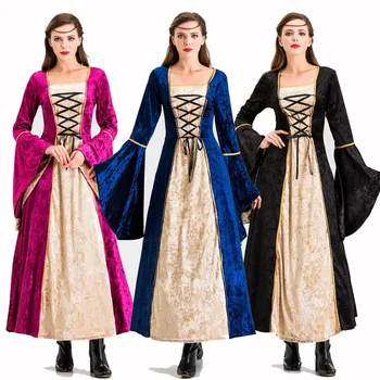2024 new European-style retro court skirt European medieval long skirt princess aristocratic clothing