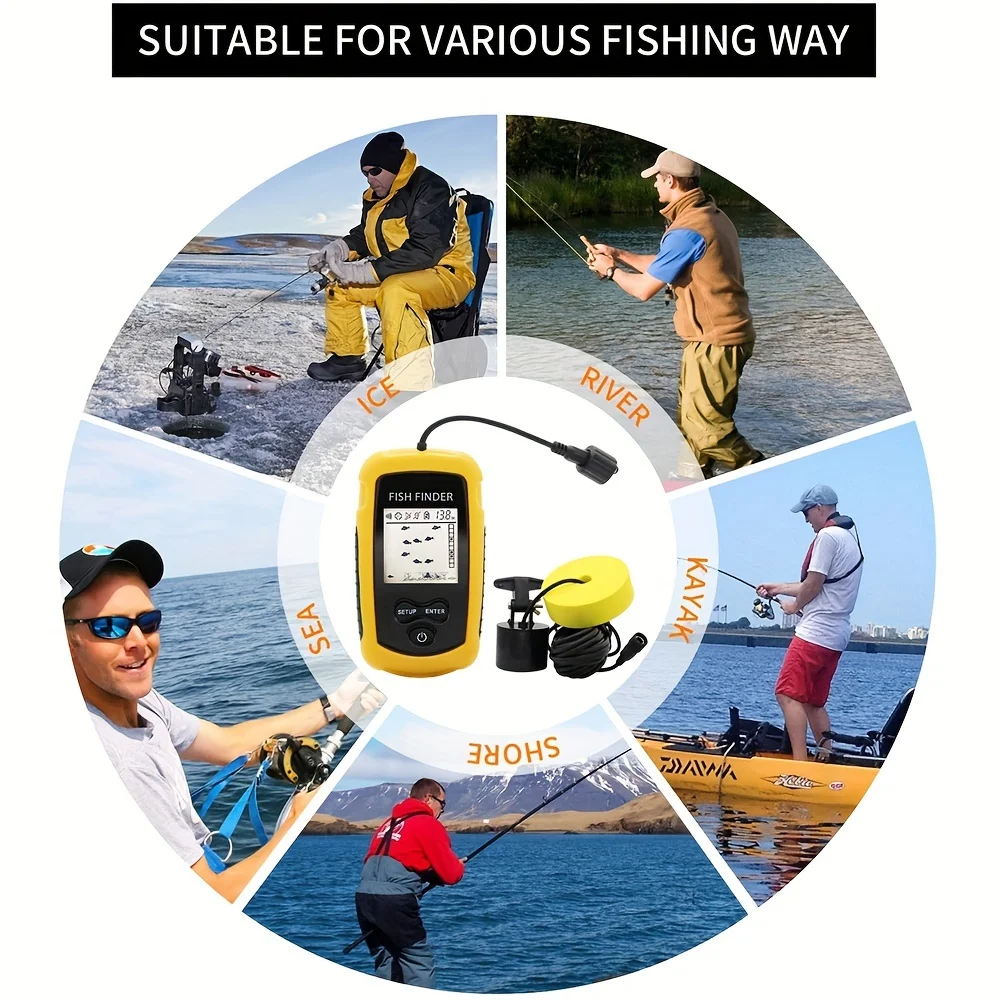 Smart Fish Finder-Instant Alarm Sonar System with Durable Transducer for Exciting Freshwater & Saltwater Fishing Expeditions
