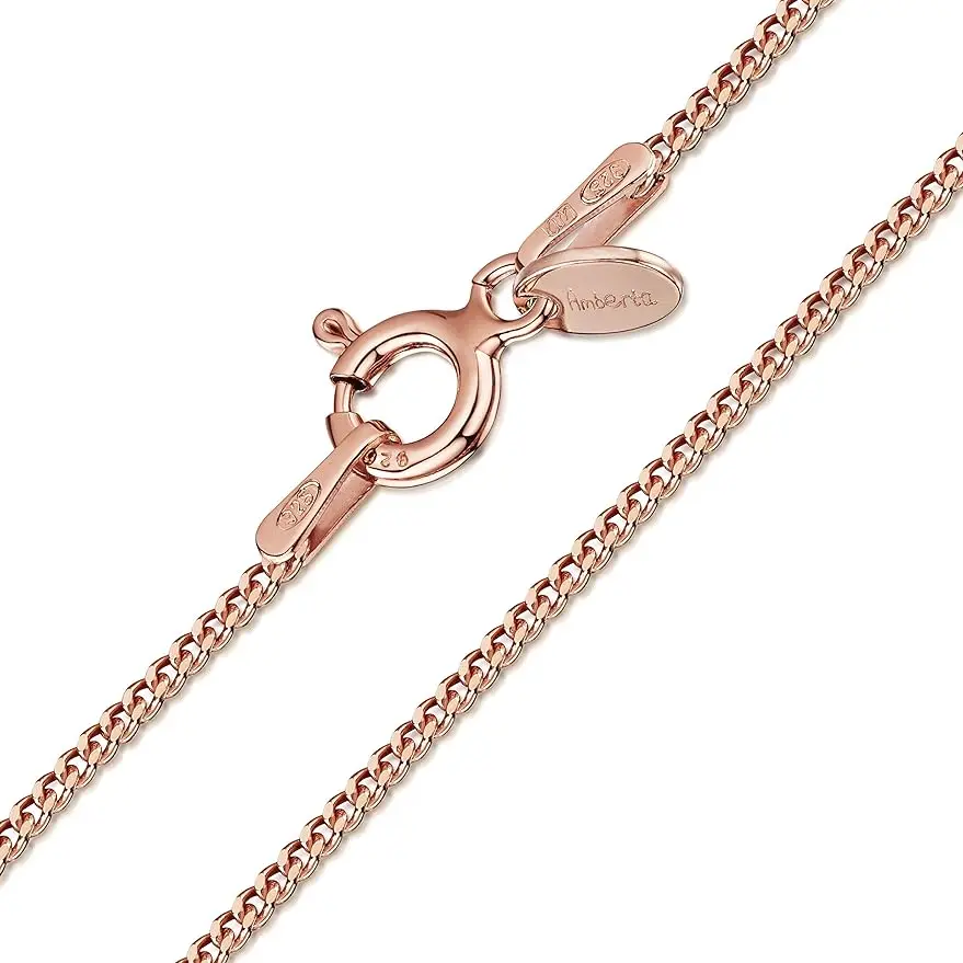 

Fansilver 14K Rose Gold Plated 1.3 mm Curb Chain Necklace - Variety of Lengths for Layered Elegance