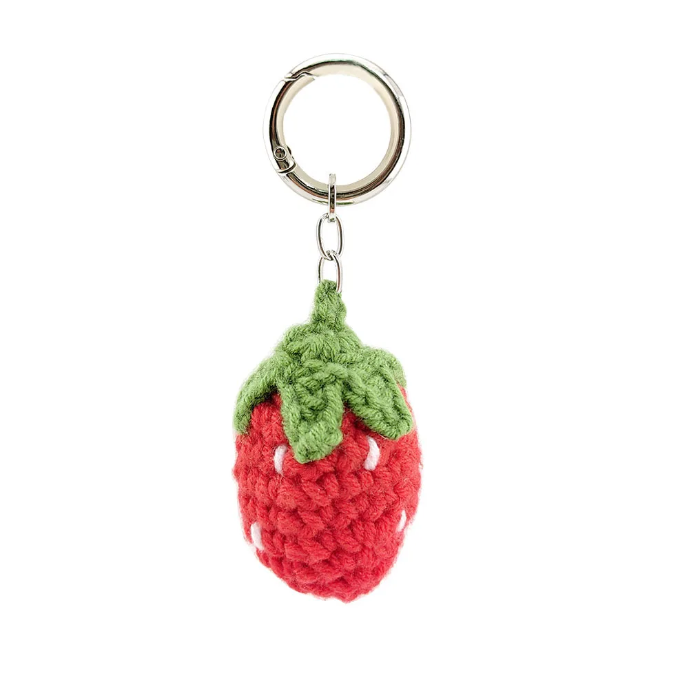HUIDANG Obst-Schlüsselanhänger für Taschen, neu im Stricken, Wassermelone, Erdbeer-Taschenanhänger für Frauen, Taschenanhänger – Detail 10