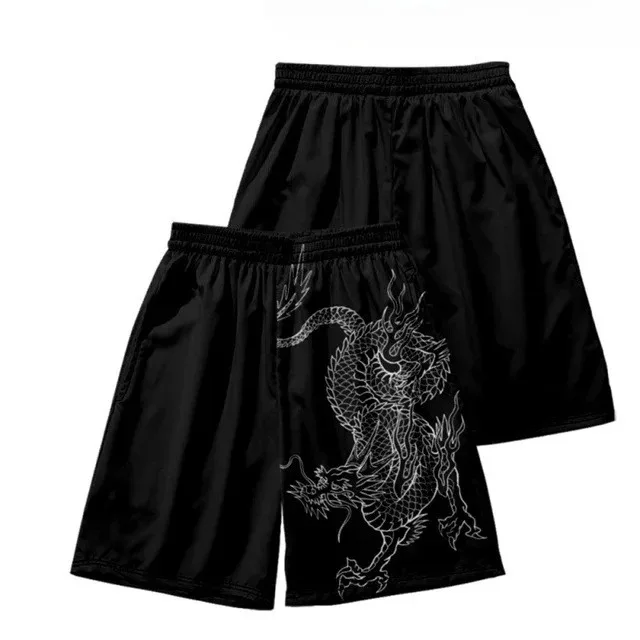 2026 Heiß begehrte neue Herren-Sommer-Shorts: Lockere Shorts mit 3D-gedrucktem chinesischem Drachenmuster im Harajuku-Stil