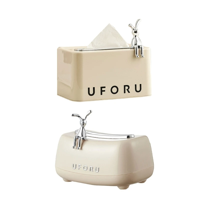 

Minimalists Tissue Box Cover Square Napkin with Rabbit Spring Loaded Dropship