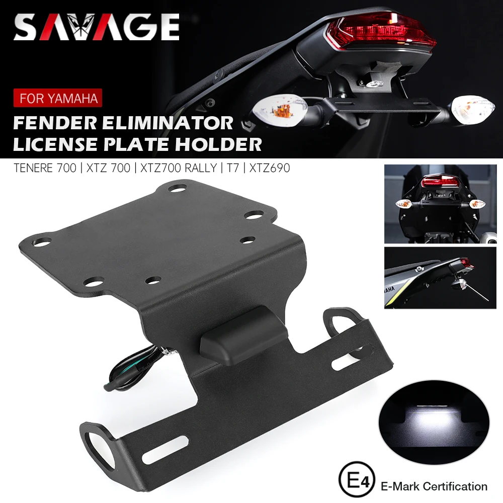 

License Plate Holder Bracket For YAMAHA Tenere 700 XTZ700/ RALLY T7 2019-2023 Motorcycle Tail Tidy Fender Eliminator LED Light