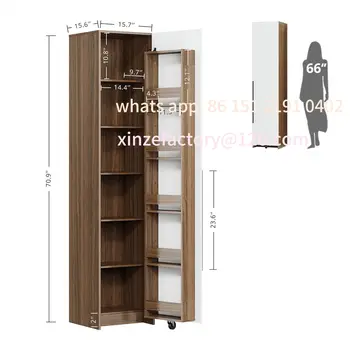 ตู้เก็บของในครัว IRONCK ขนาด 70 นิ้ว ปรับแต่งได้, ตู้เก็บของแบบเดี่ยว, ตู้ทรงสูงแคบแบบตั้งพื้นพร้อมชั้นวางปรับระดับได้ 11 ชั้น 1