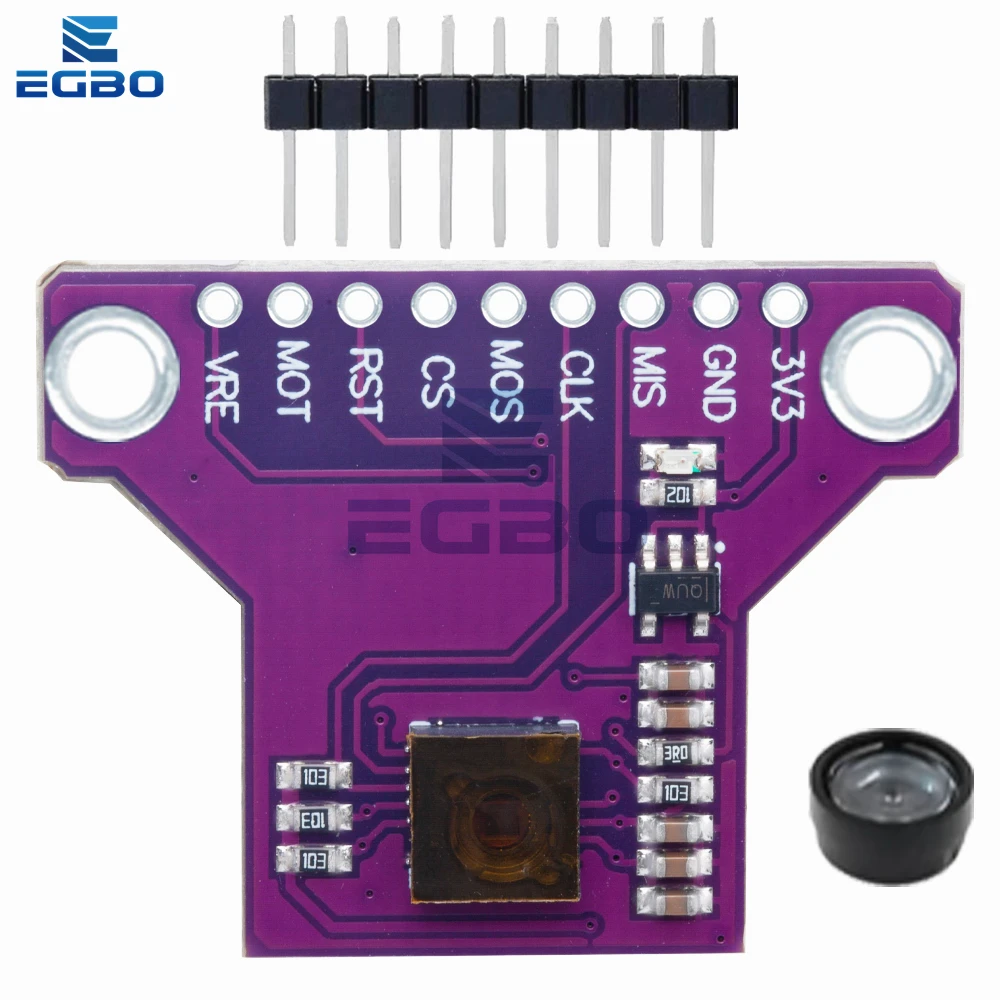Module capteur de flux optique PMW3901 haute précision pour drone FPV, gros plan sur le capteur et les composants électroniques.