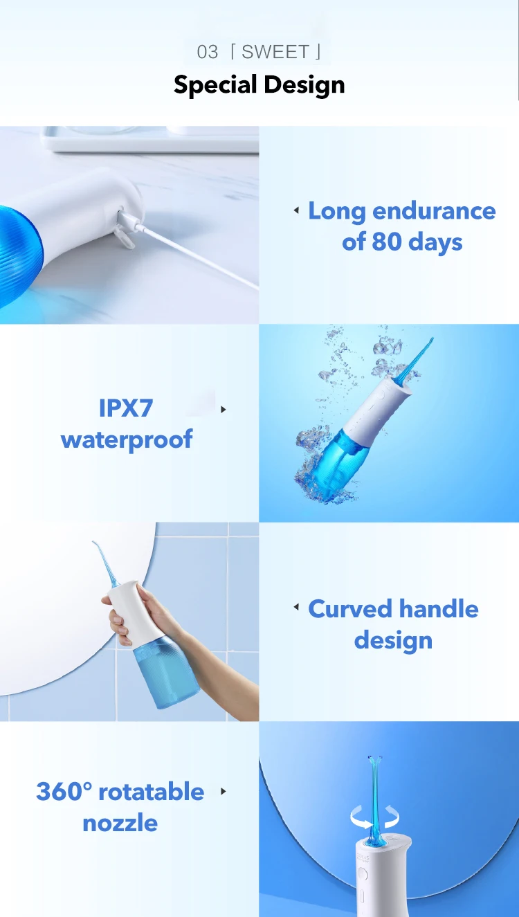 Xiaomi SOOCAS W3 Pro Water Flosser Teeth 4 Type Nozzle Cleaner description image 13