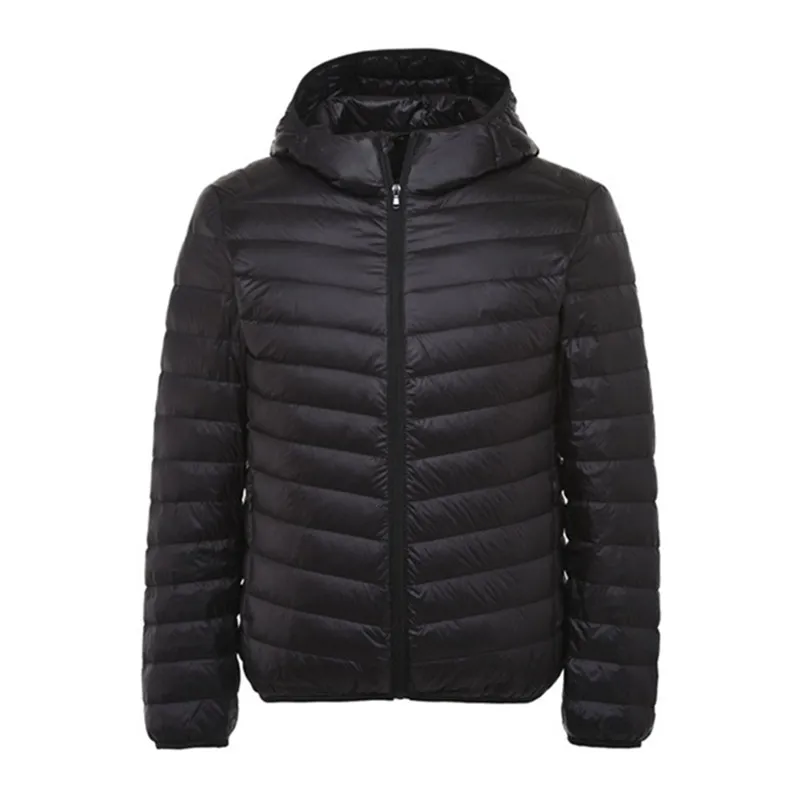 Down Jacket Mens Jacket New Fashion Boutique Solid Color Warm Mens Casual Hooded White Duck Down Jacket Thin and Light Men's Down Coats
