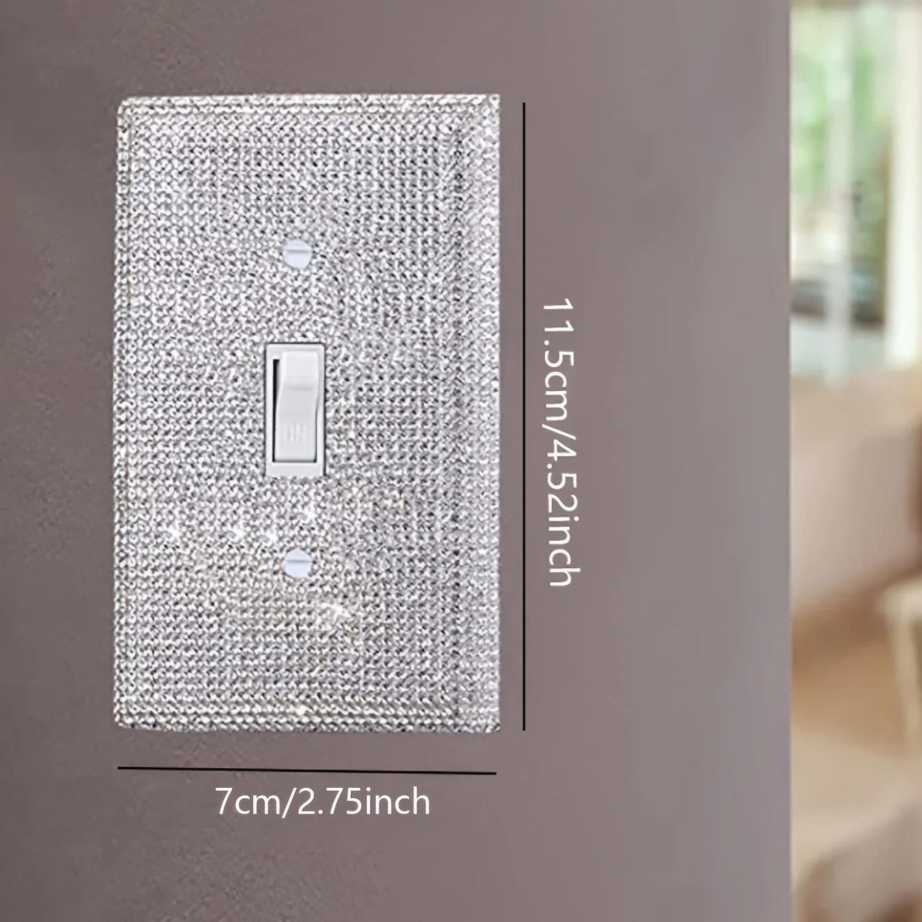 1 pc of socket cover wall panel, silver sparkling crystal rhinestone switch board cover, flashing switch cover
