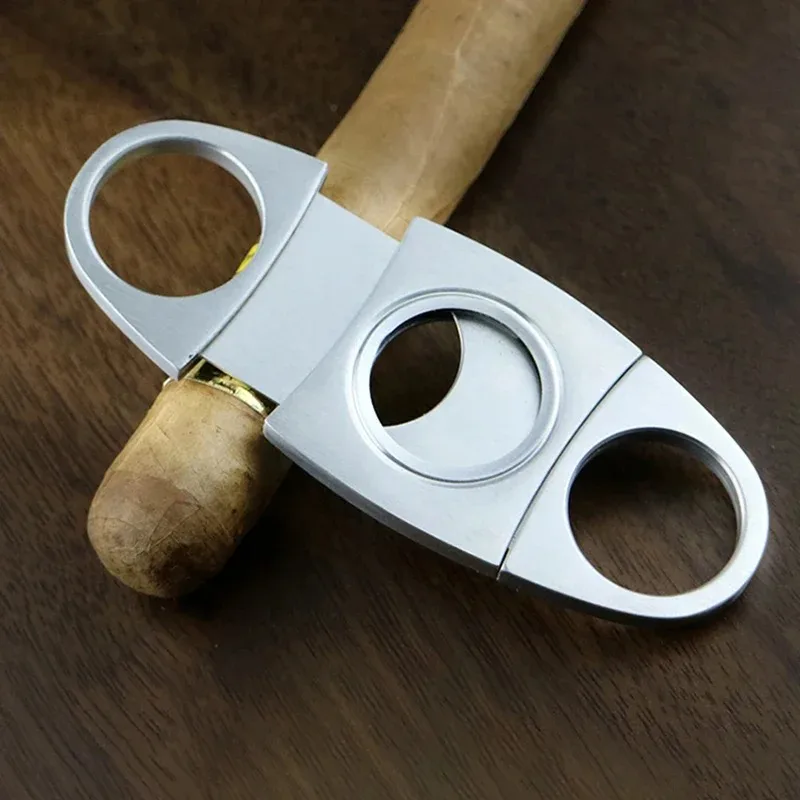 Description Picture 5 of itemStainless Steel Cigar Cutter Smoke Accessories Gift for Man Cigarette Case Tuxedo Guillotine Cutters Knife Luxury Set Scissors