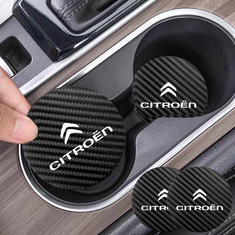 Set of 2 Carbon Fiber Car Cup Holder Coasters