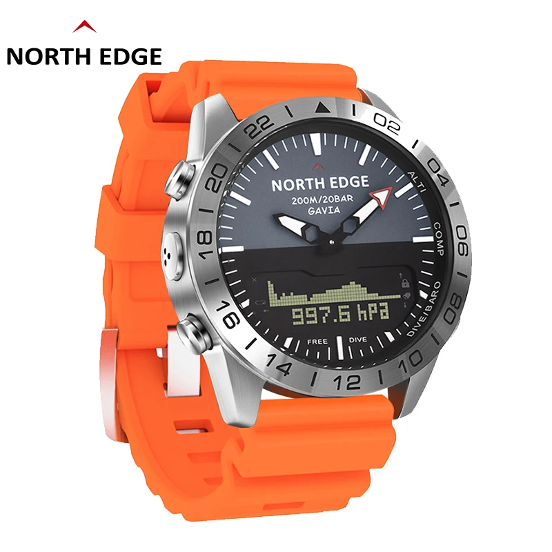North Edge Indoor Outdoor Exercise World Time Sports Watch Compass Waterproof 200M Gavia 2