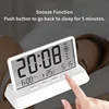 Transparent LED Large Screen Alarm Clock Temperature Date Week 12/24H Snooze Battery Desk Office School Home Decor Bedroom Kids 2