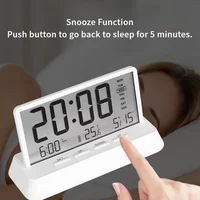 Transparent LED Large Screen Alarm Clock Temperature Date Week 12/24H Snooze Battery Desk Office School Home Decor Bedroom Kids 2