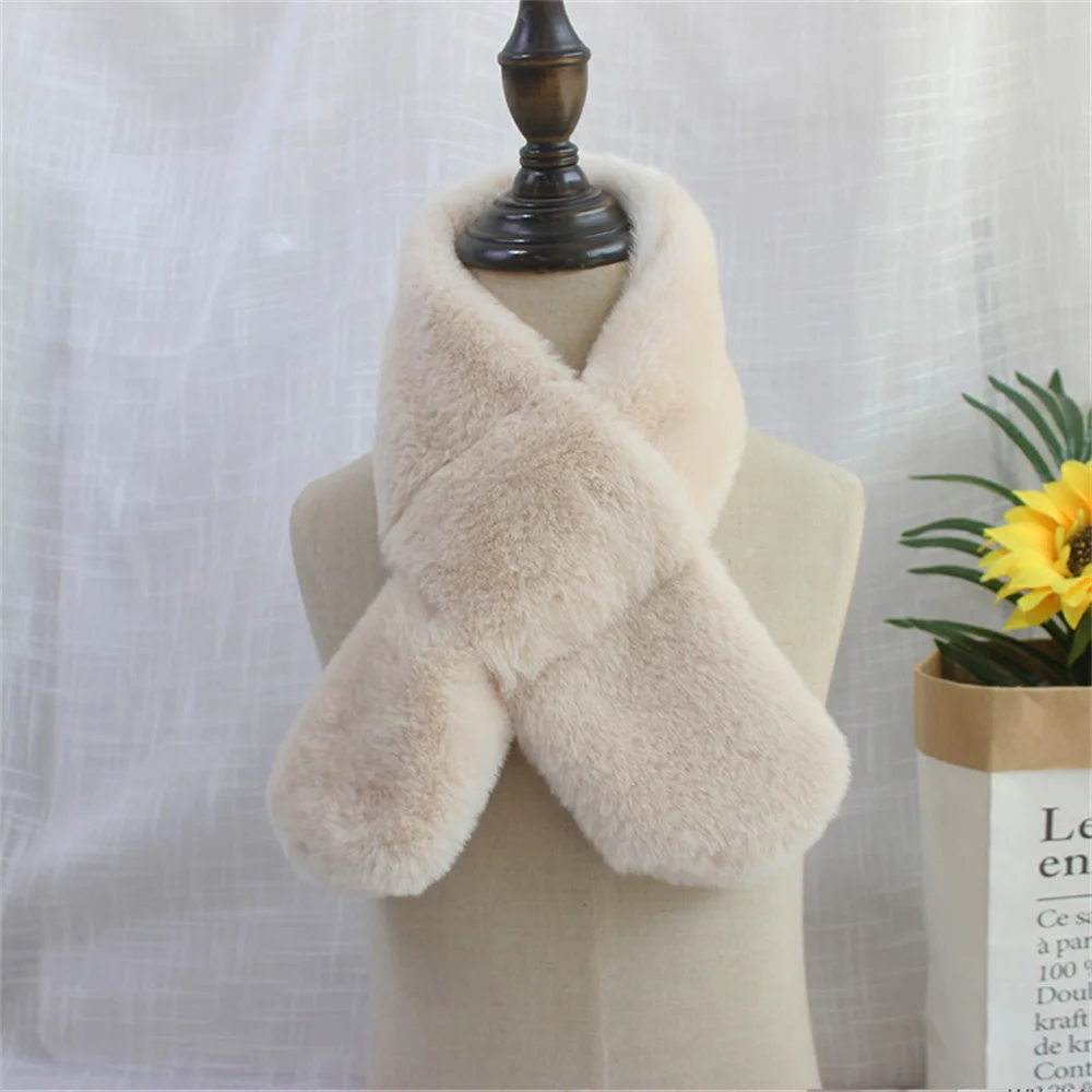 Cartoon Kids Plush Scarf Imitation Rabbit Fur Autumn Winter Boy Girl Warm Neck Cover Outdoor Windproof Children Neckerchief