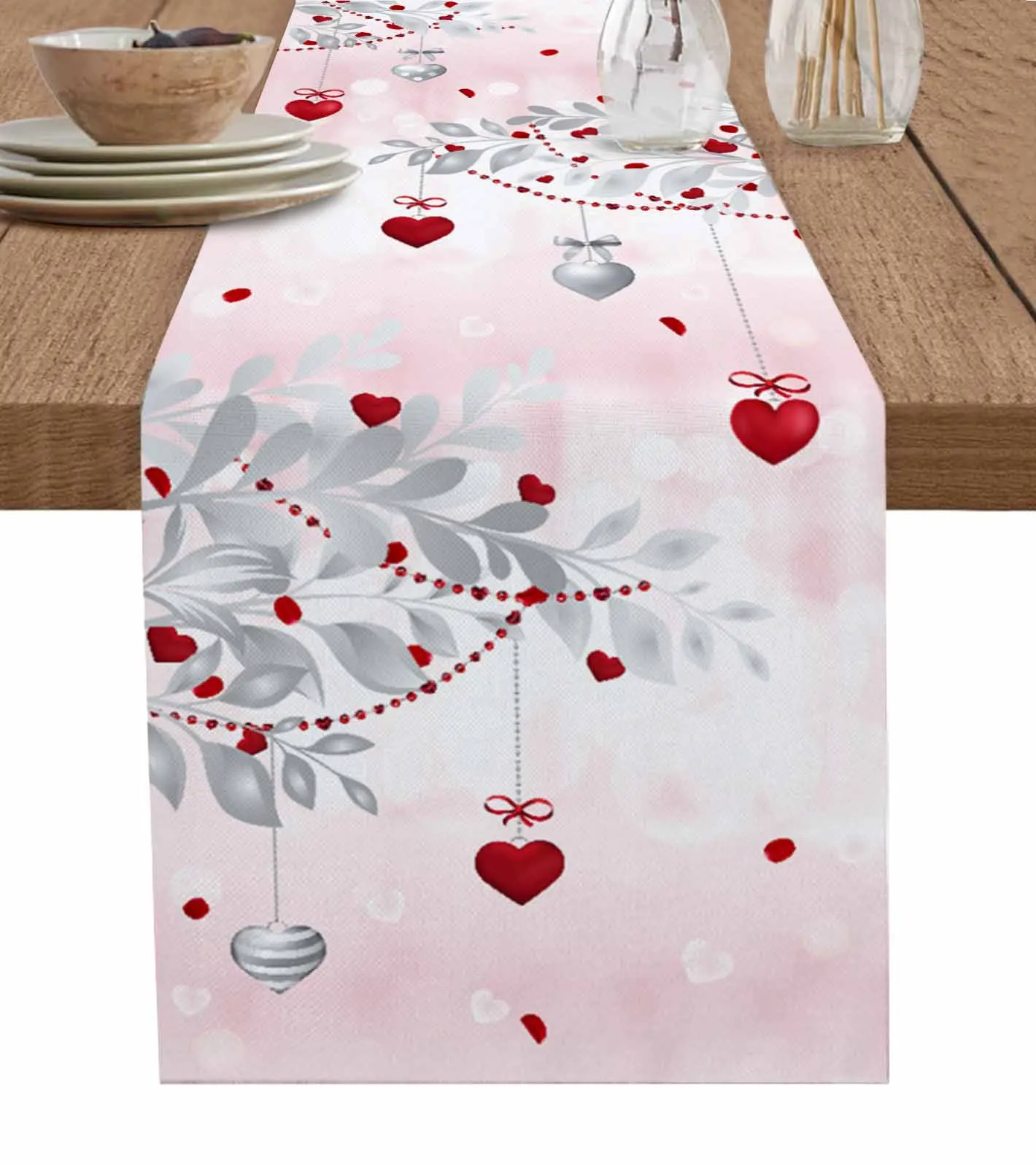 

Сердца на День святого Валентина, эвкалипт, листья, Настольная дорожка, роскошный свадебный Декор, Настольная дорожка, домашняя столовая, праздничная