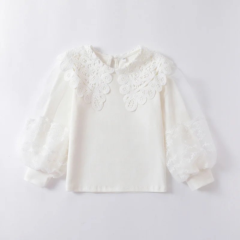 Autumn Girls Blouse Children Clothing Cute Bow Child Shirt Cotton Long Sleeve Shirt Kids Clothes 4 Colors Age 2-16T 1584