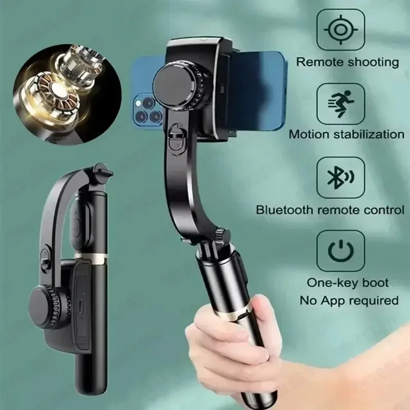 Handheld Mobile Phone Holder & Video Gimbal Stabilizer with Foldable Tripod Functionality