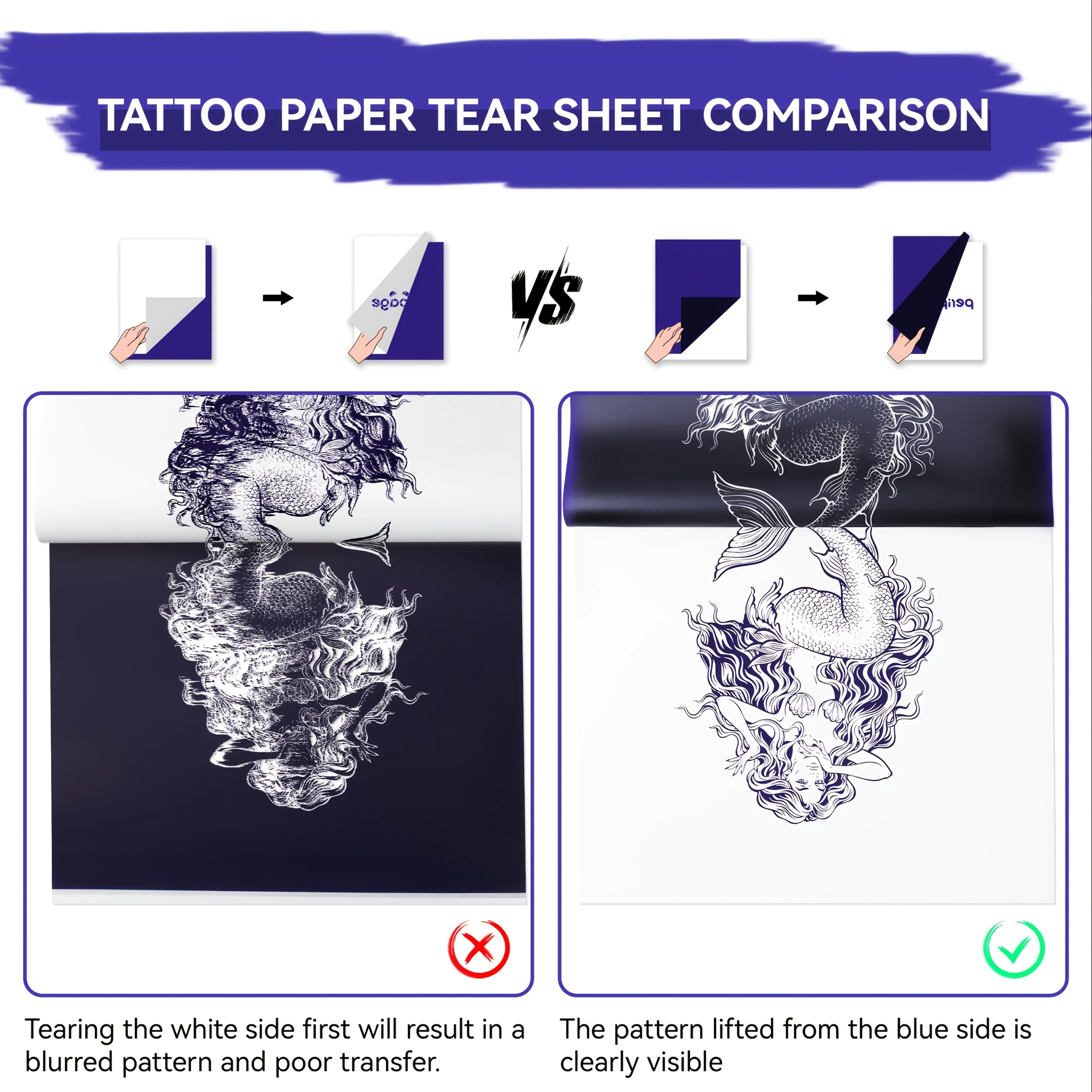 50개입 A4 타투 전사지 P90, M08F 및 기타 스마트폰/태블릿과 다양한 타투 프린터 모델과 호환 가능