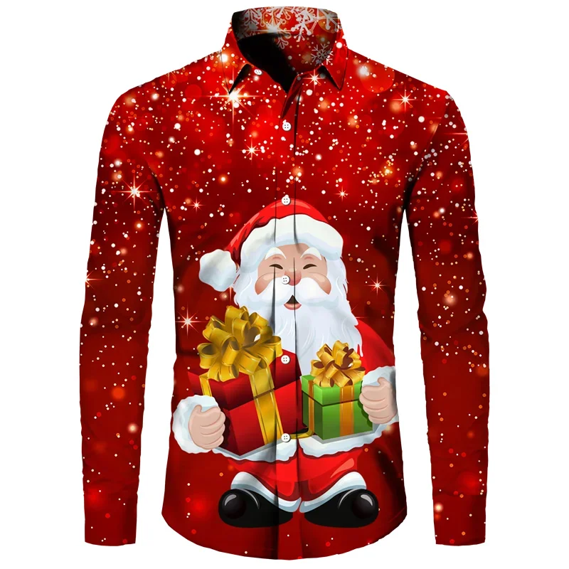 2023Interesting Christmas theme 3D printed men's shirt casual Sleevear top men's universal holiday Pas's unique Hawaiian shirt