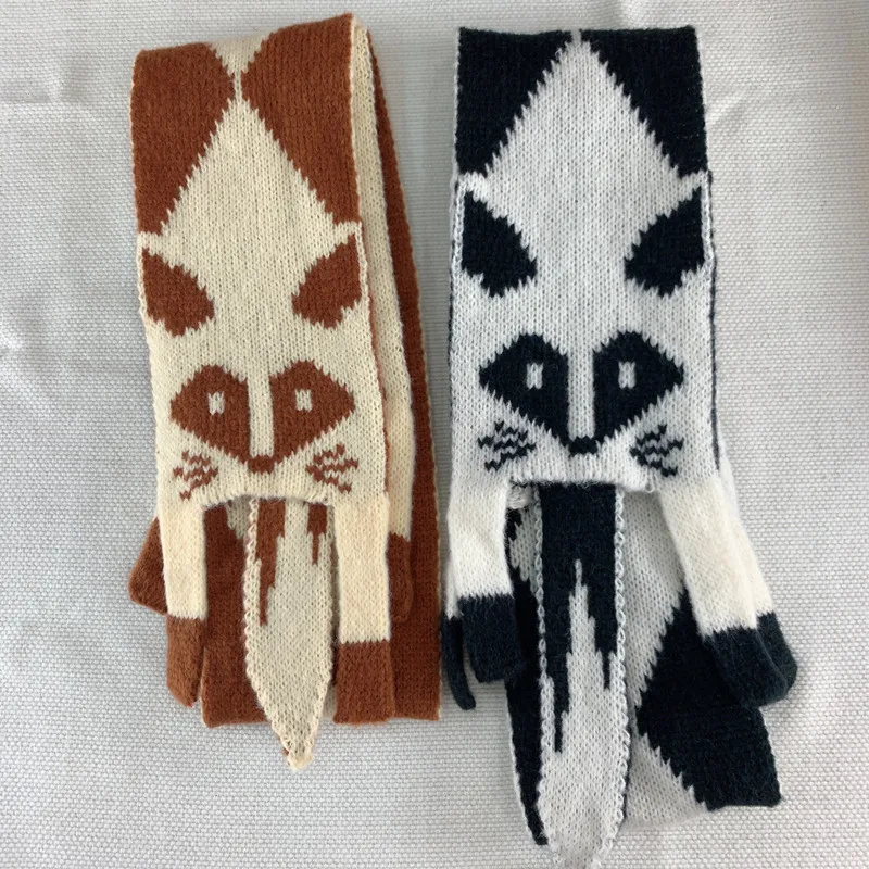 Baby Scarf Boys Girls Knitted Neck Warmer Korean Cartoon Fox Rabbit Shape Children Autumn Winter