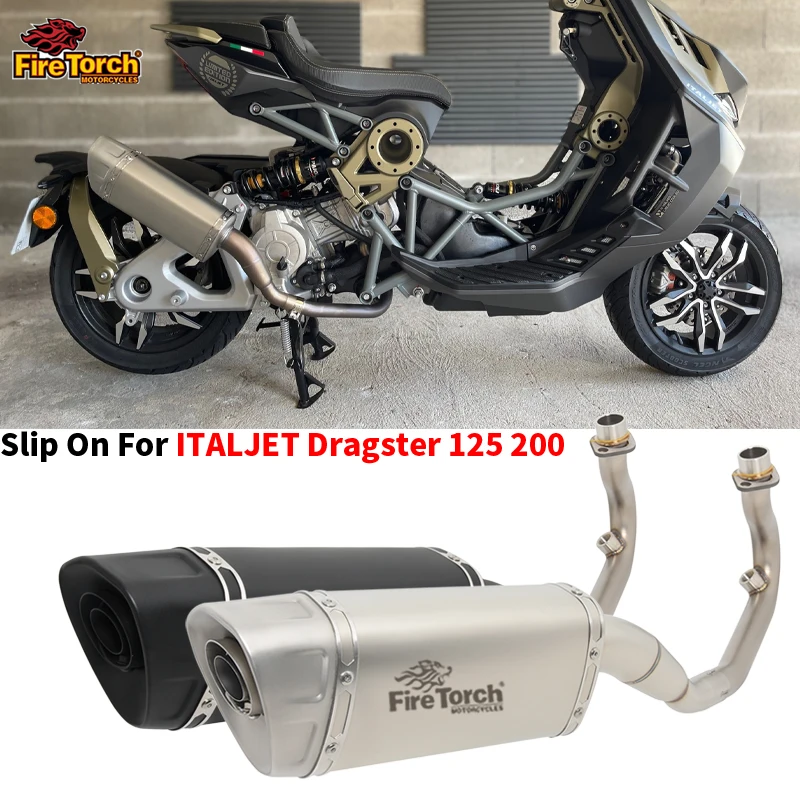 

Slip On For Italjet Dragster 125 200 Front Link Pipe Carbon Fiber Muffler DB Killer Motorcycle Full Systems Exhaust Escape Moto