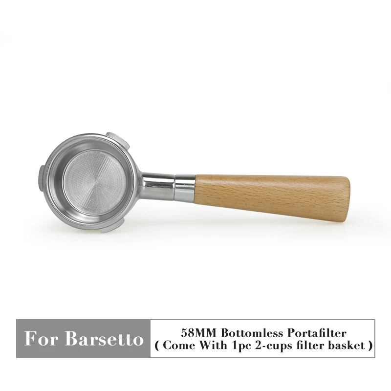 Portafiltro Senza Fondo Per Filtro EC680/EC685 - Acciaio Inossidabile - Con Cestello Filtro E Manico In Legno 51 Mm 88949622