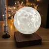 Levitating Moon Magnetic Floating Night Light, Creative Table 3D Printed LED Lamp with Wooden Base for Gift Office Bedroom Home 5