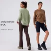 Lemon Breathable Quick-drying Yoga Tops Drawstring Pleated TEE Loose Comfortable Round Neck Outdoor Sports Long-sleeved Shirt 6