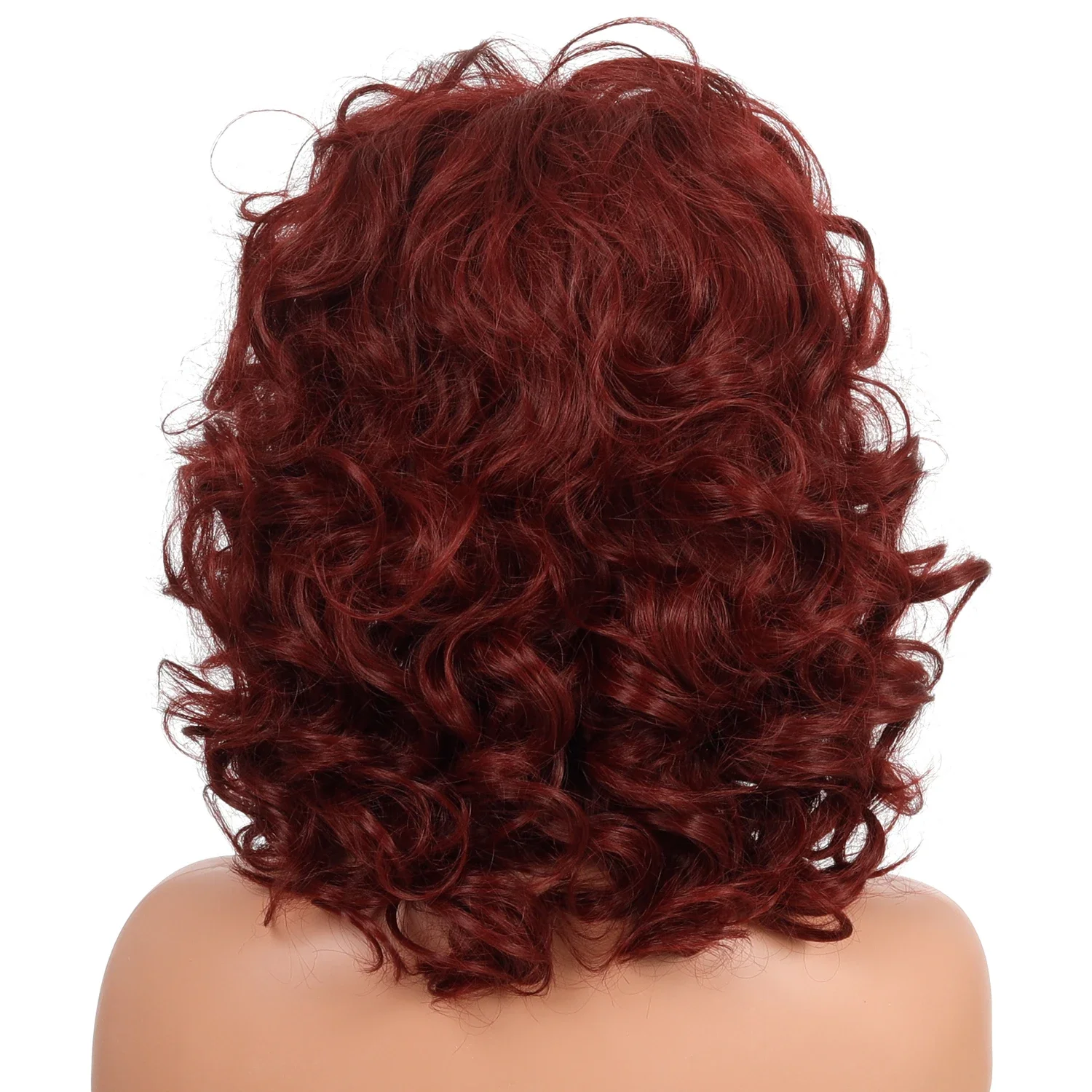 짧은 곱슬 밥 헤어 아프로 킨키 곱슬 가발 여성용, 합성 곱슬 웨이브 버건디, 접착제 없는 코스프레 파티 가발