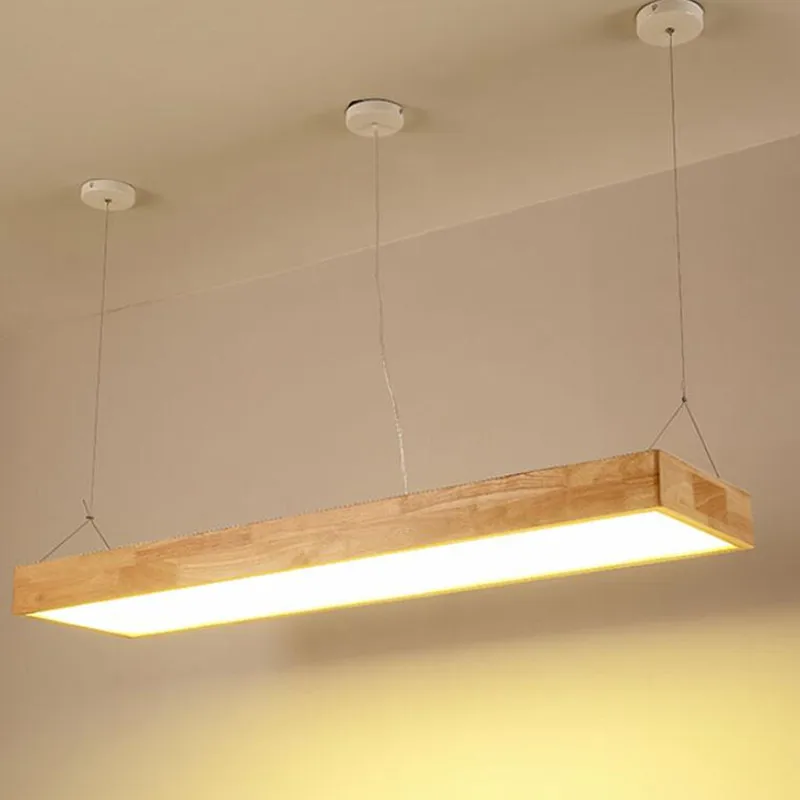 

Nordic Modern Minimalist Solid Wood Pendant Light LED Strip Bar Lamp Rectangular Office Restaurant Cofe Pendant light