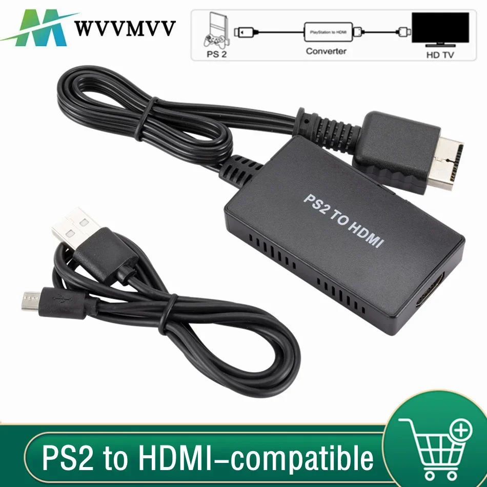 

PS2 to HDMI-compatible Audio Video Converter HD 1080P Male to Female Adapter Cable Support For PS1/2/3 Display Modes For HDTV PC