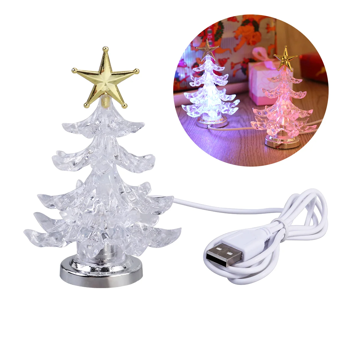 

Светящаяся Рождественская елка, Φ USB, ночник, мигающая настольная лампа, декоративная прикроватная лампа для дома, рождественские подарки