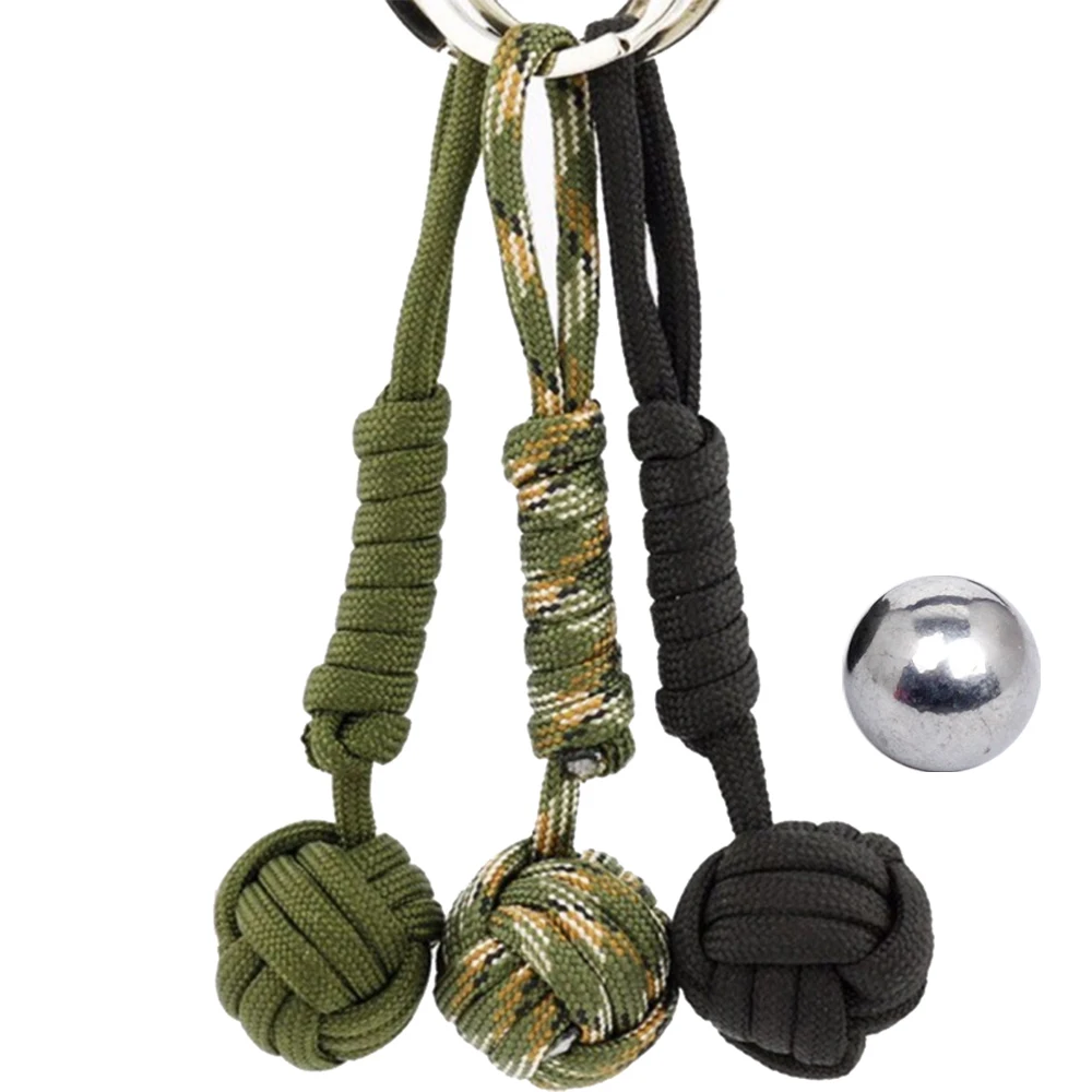 

Paracord Survival Key Chain with Self-defense Steel Ball 15cm 7-core Outdoor Equipment Parachute Rope Keychain Wild Survival