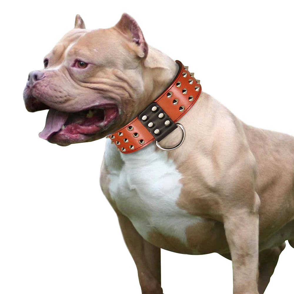 Spiked Studded Dog Collar Real Leather Dog Collars Necklace