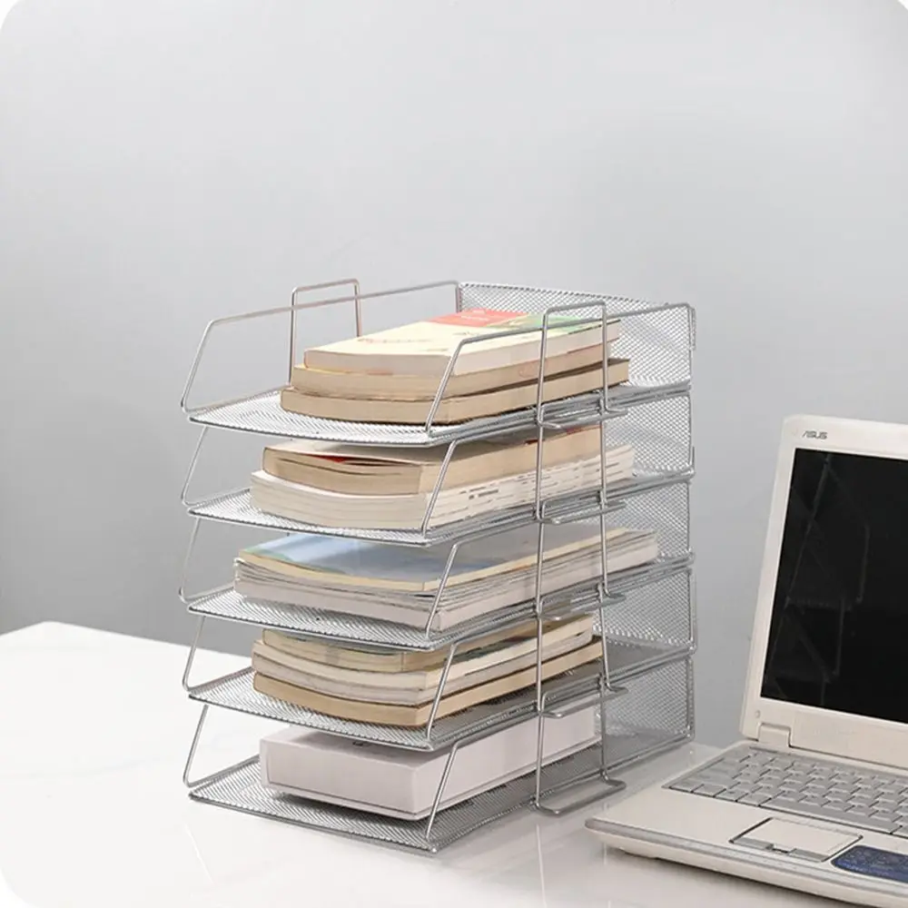 

Desktop Organizer Stackable File Rack Simple Papers Rack Minimalism A4 File Storage Tray Laminated File Organizer Certificates