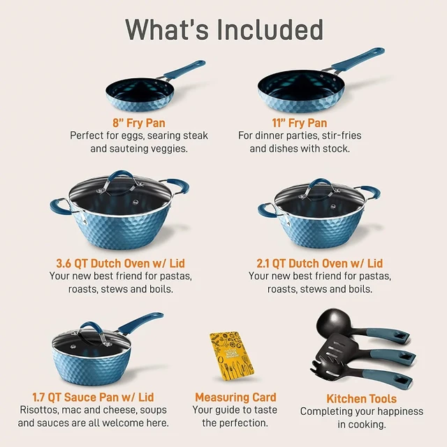 Nutrichef 12 - Piece Nonstick Kitchen Cookware Set