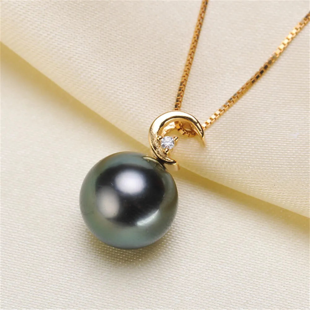 

DIY accessory S925 sterling silver pearl pendant with empty moon style necklace pendant for women can be paired with 8-11mm bead