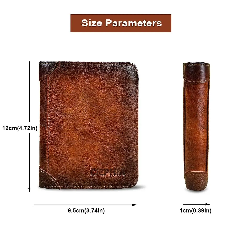 Premium PU Leather RFID Blocking Vintage Trifold Men's Wallet - Sleek Multi-functional Design