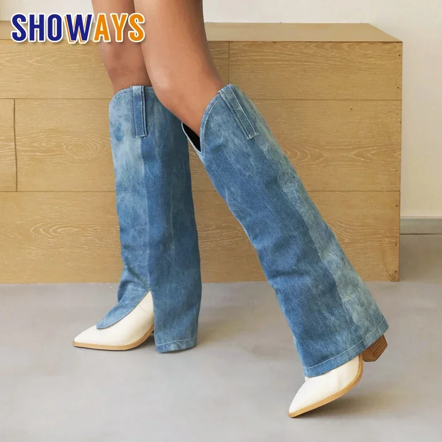 ‘Seria Luxe’ Denim Folded Heel main image 0