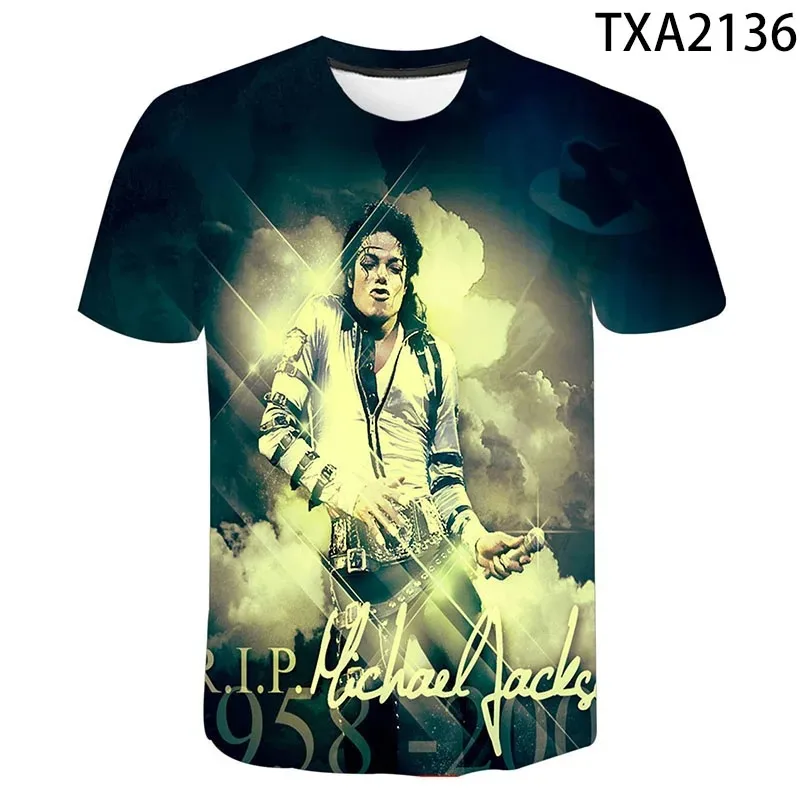 TShirts Singer Michael Jackson 3D Print Casual Fashion Oversized Round Neck T Shirt Kids Boys Girls Tees Tops Tshirt Clothes
