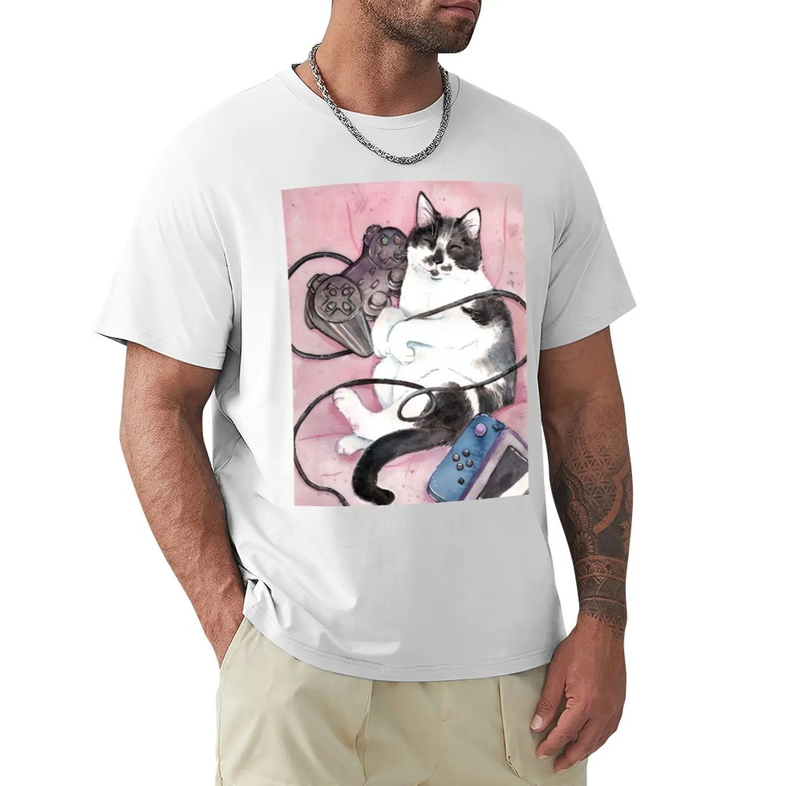 

Gamer Cat T-Shirt Short sleeve tee kawaii clothes mens t shirts casual stylish