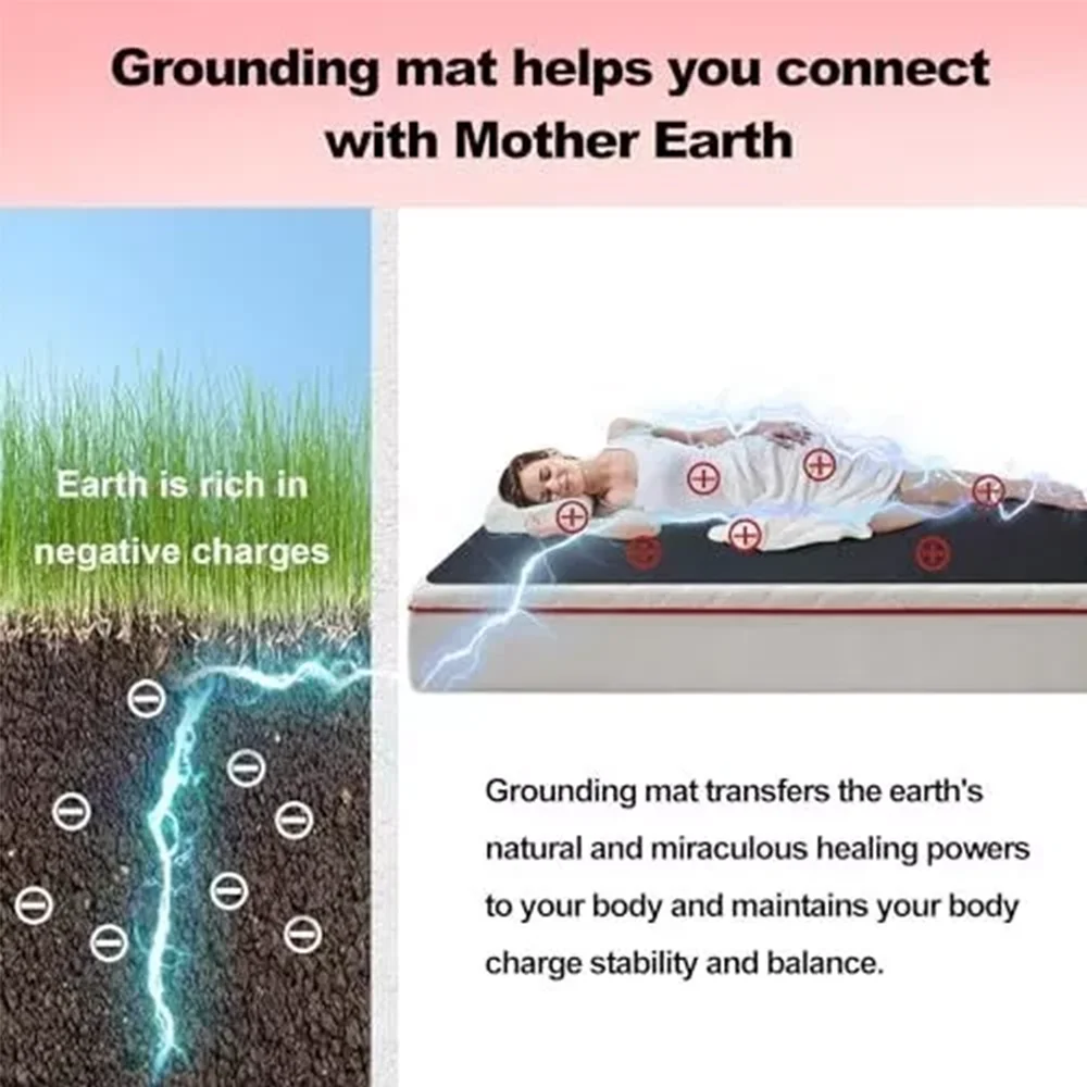 68x185x0.06cm Grounding Mat Leather Mattress Conductive Carbon Pad For Better Sleep Reduce Stress With 4.5m Earthing Conductor 6