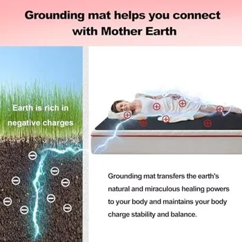 68x185x0.06cm Grounding Mat Leather Mattress Conductive Carbon Pad For Better Sleep Reduce Stress With 4.5m Earthing Conductor 6