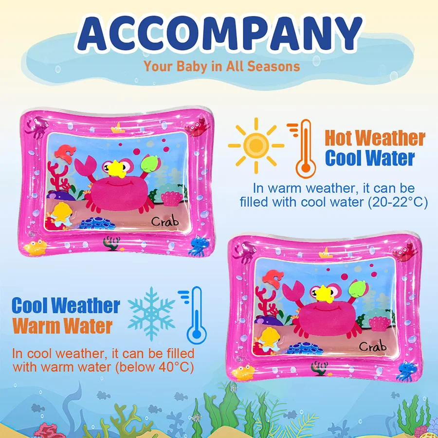 Inflatable Tummy Time Baby Water Play Mat Pink Color Premium Water Mat Infants and Toddlers is The Perfect Fun Toy 4