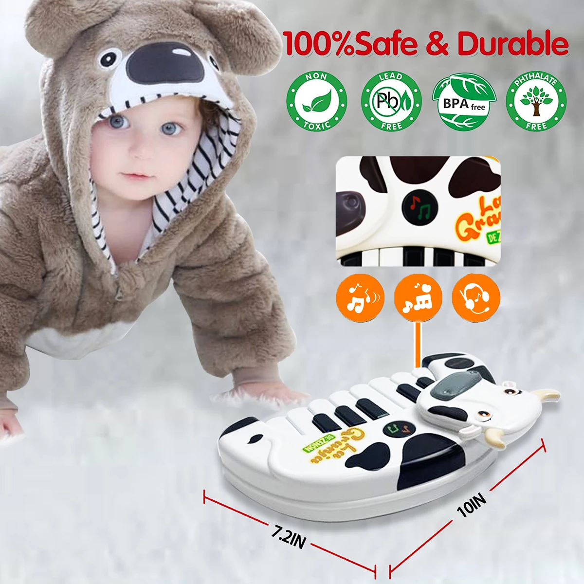 La Granja De Zenon Musical Electronic Piano Interactive Keyboard Toys 13 Keys Animal Instrument Portable Toy for Kids 4