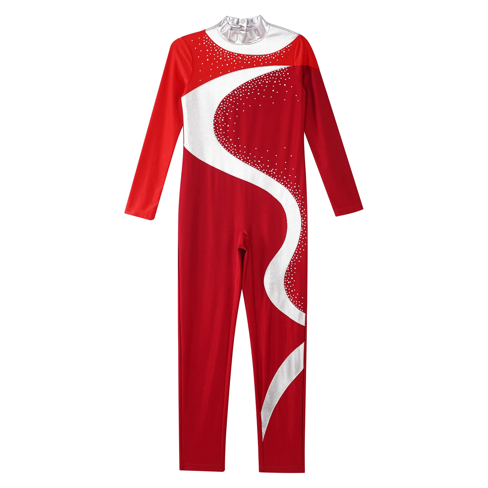 Kids Girls Rhythmic Gymnastics Jumpsuit Ballet Full Bodysuit Metallic Contrast Figure Ice Skating Dancewear girls dance costumes
