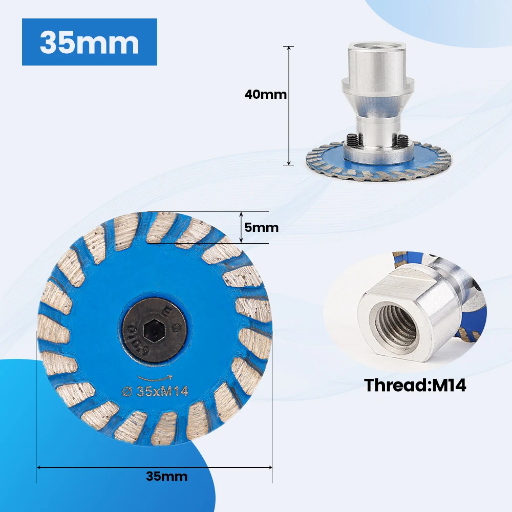 Mini Diamond Saw Blade with Removable Flange - Turbo Cutting Disc for Granite, Marble, Stone, and Concrete